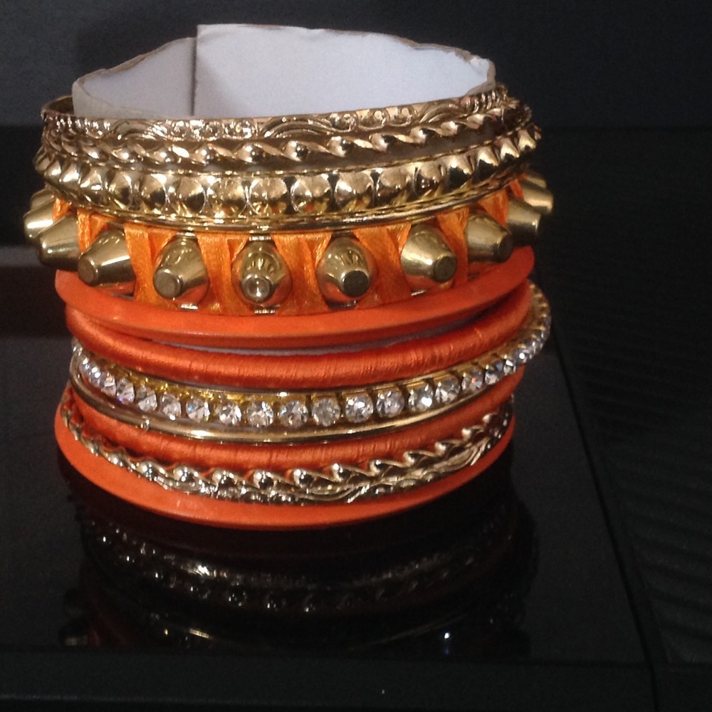 *SOLD*Set of Orange and Gold bangles - Picture 2 of 2